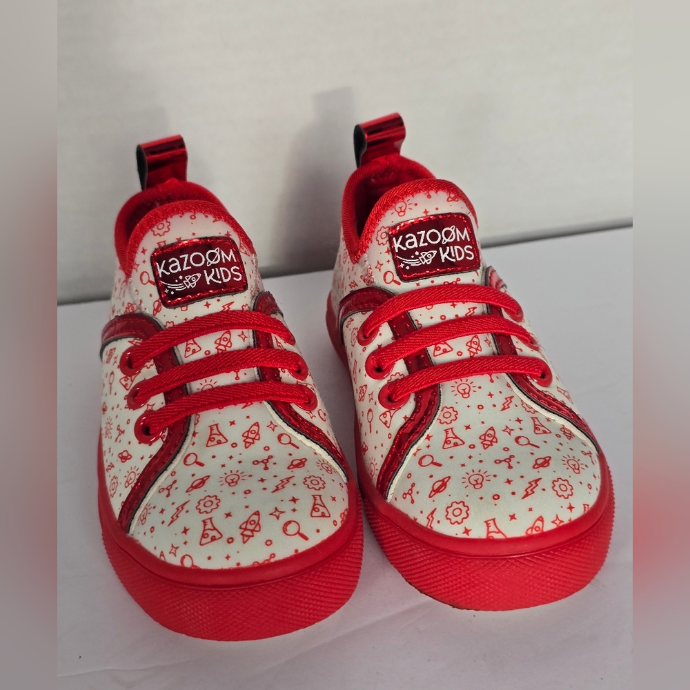 Red and White Science Slip On Sneakers Toddlers 8